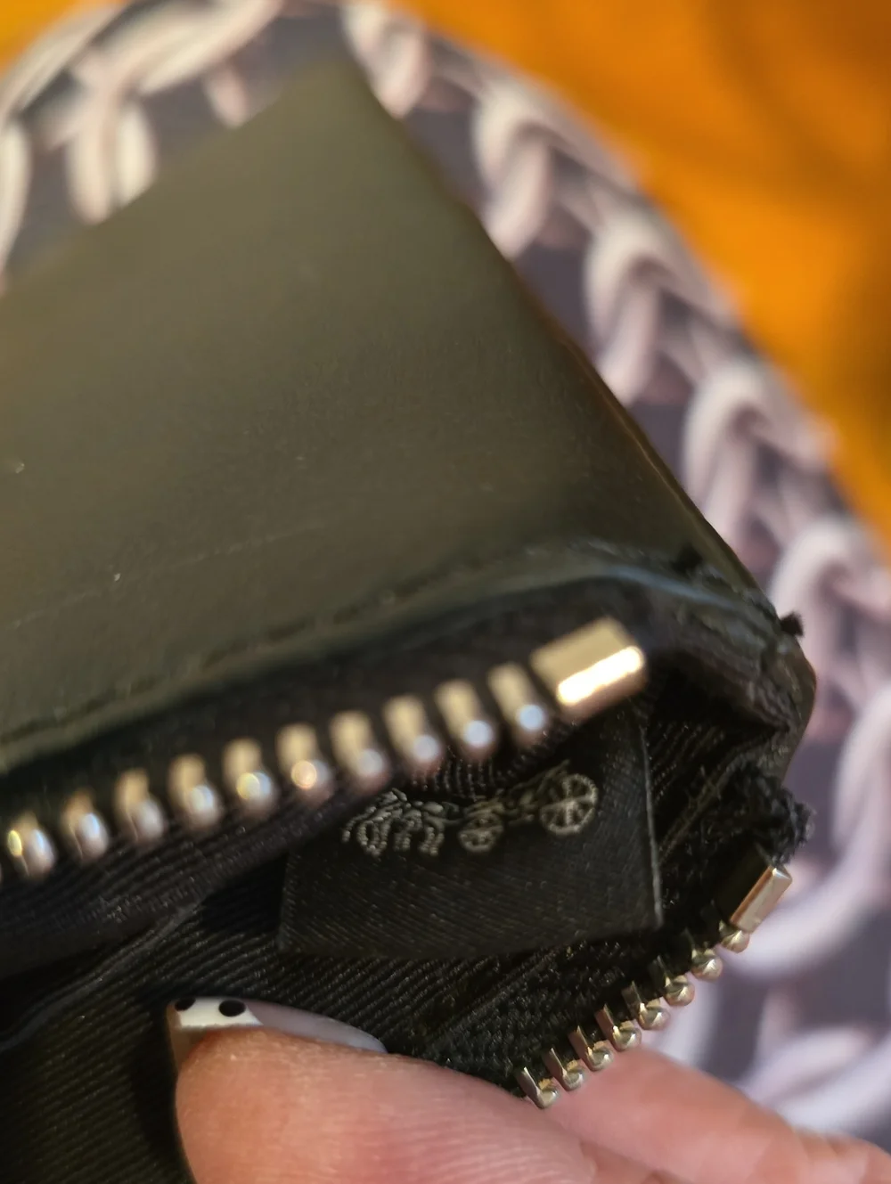 Coach Black Leather Wristlet with Rainbow Patch